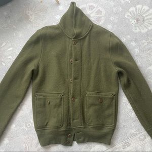 J. Crew Olive Green Merino Wool Cardigan Vintage Sweater (Size M)